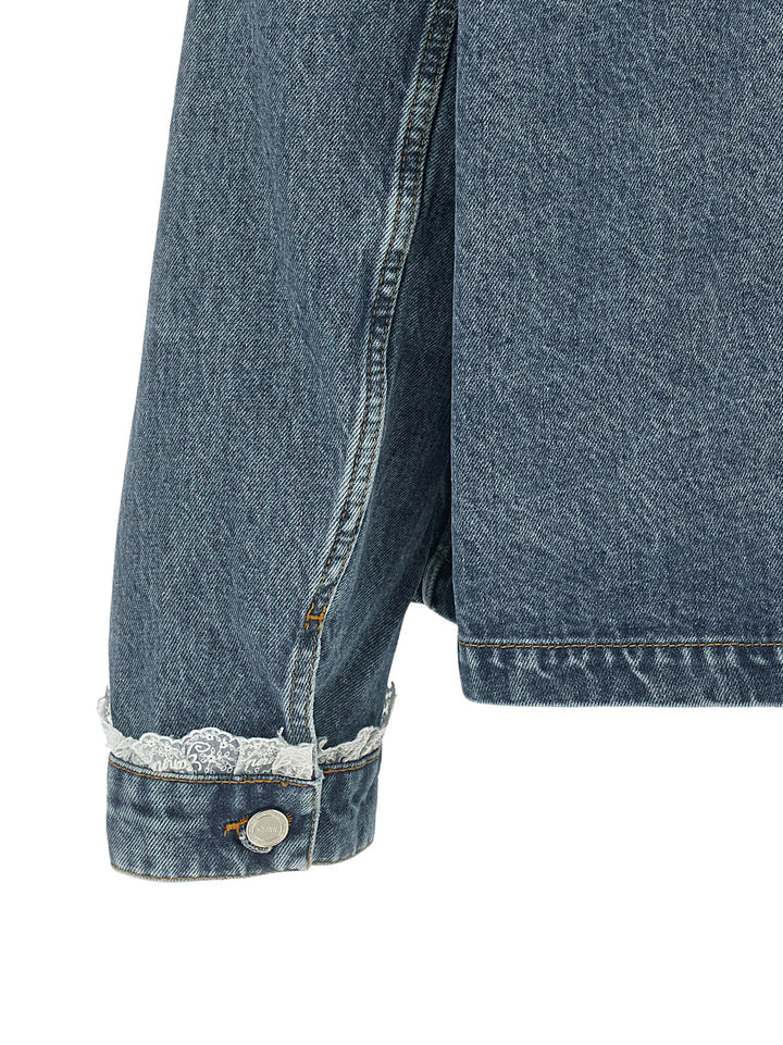 Ganni Denim And Lace Jacket Puffer Jackets - Blu | 8ea4baa66b49e386382441b3547fceb0583e7a8d