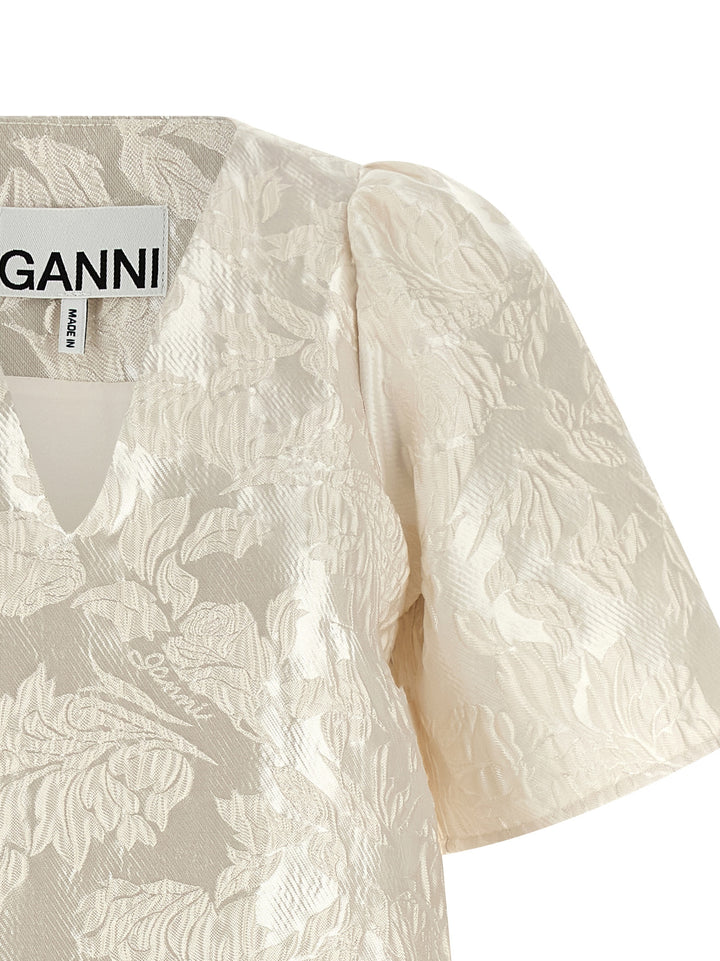 Ganni Satin Cloque Abiti - Bianco | 7face91c5d488a84452e6bcee45c1f5053608f27