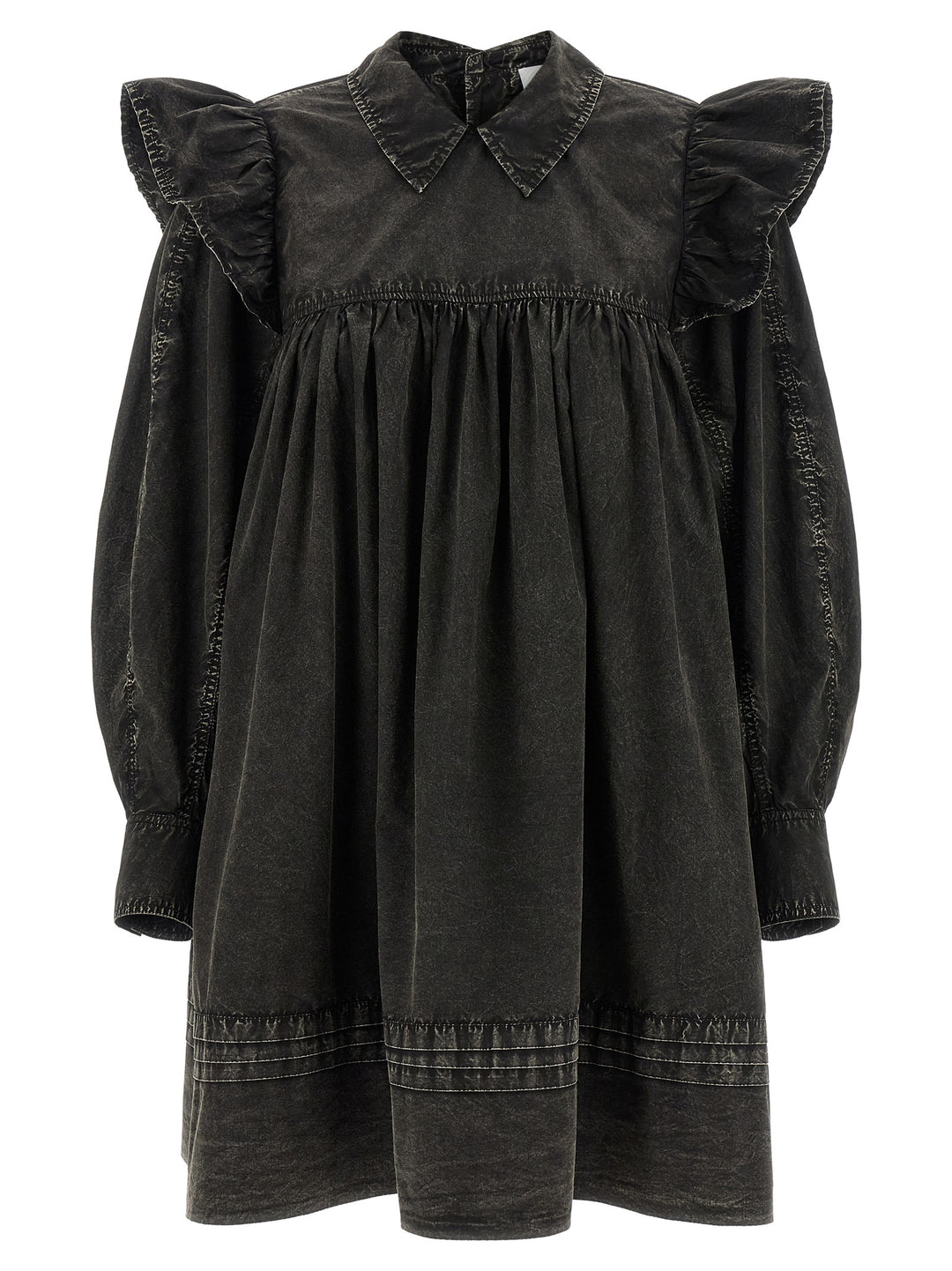 Ganni Black Washed Mini Shirt Abiti - Nero | 598e2aa8c5a585ba9334a3af03873e0ef21ad1b3