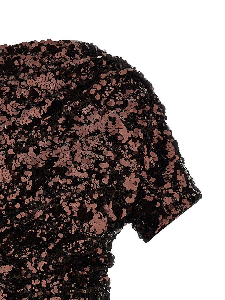 Ganni Brown Sequins Mini Abiti - Marrone | 0930e13666bba4b1dfa8cad44096b24e71a9b3b1