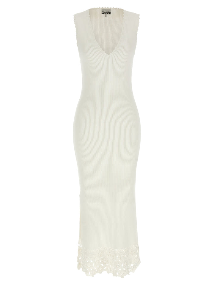 Ganni Cotton Crochet Abiti - Bianco | 638ffbe2870cd433e70f62d3a4f835c3f41922a4