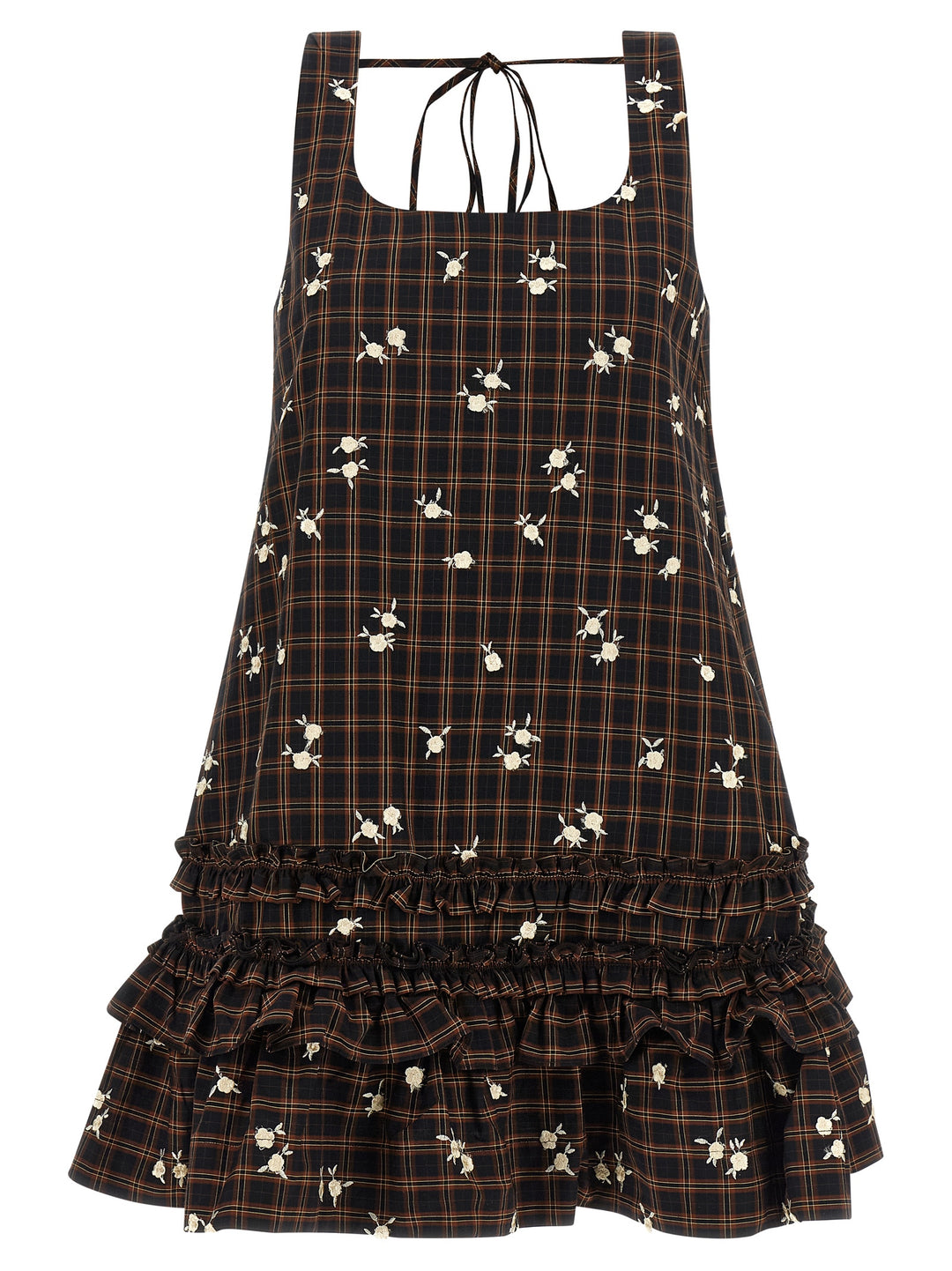 Ganni Check Flower Abiti - Marrone | 81b0bf89848c23931a8f58781a0b54e8d3adf820