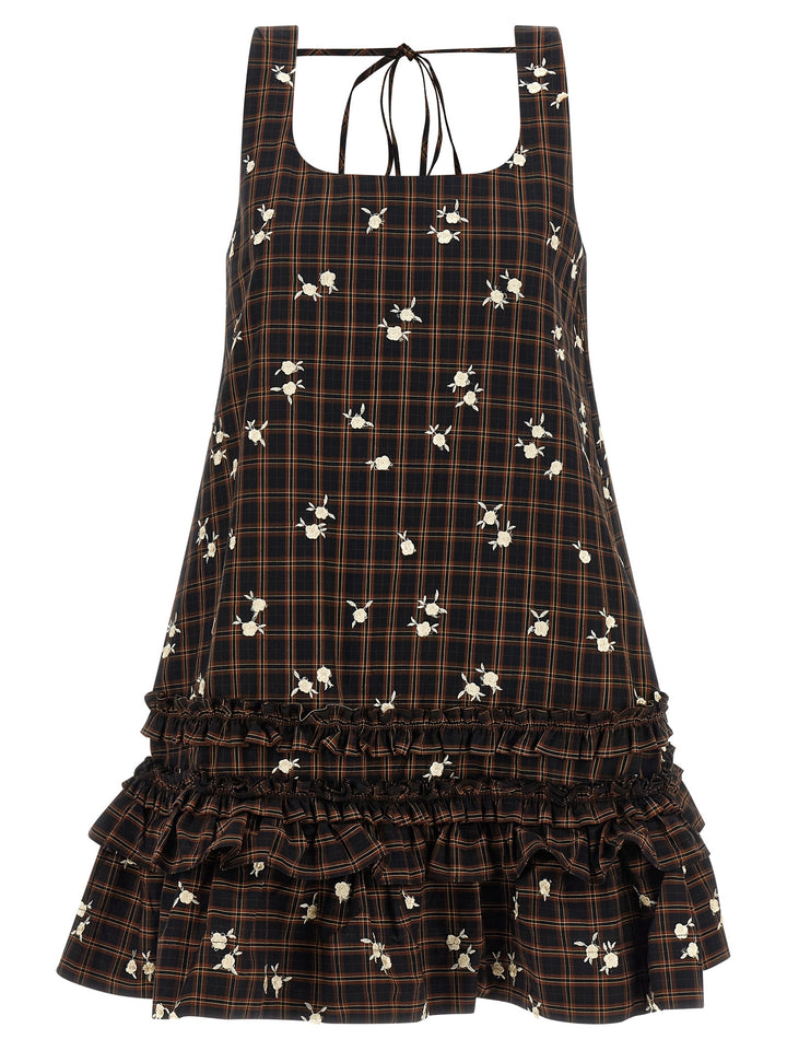 Ganni Check Flower Abiti - Marrone | 81b0bf89848c23931a8f58781a0b54e8d3adf820