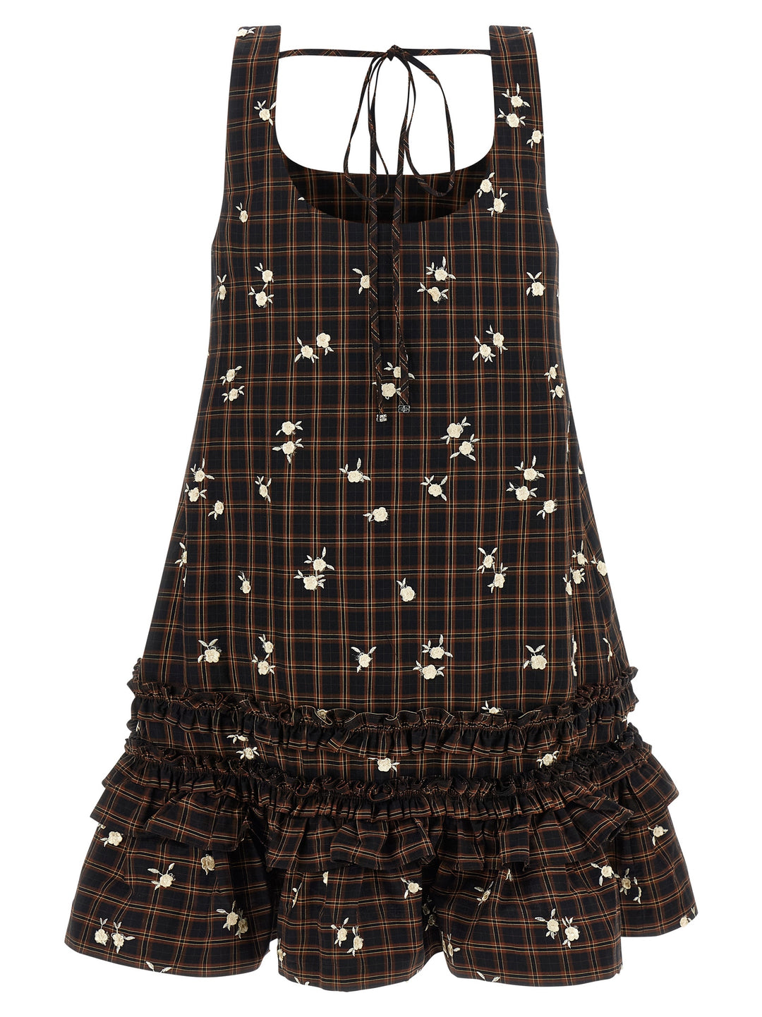 Ganni Check Flower Abiti - Marrone | 80f723776e41c3b89a816bd996578bd5316f3224