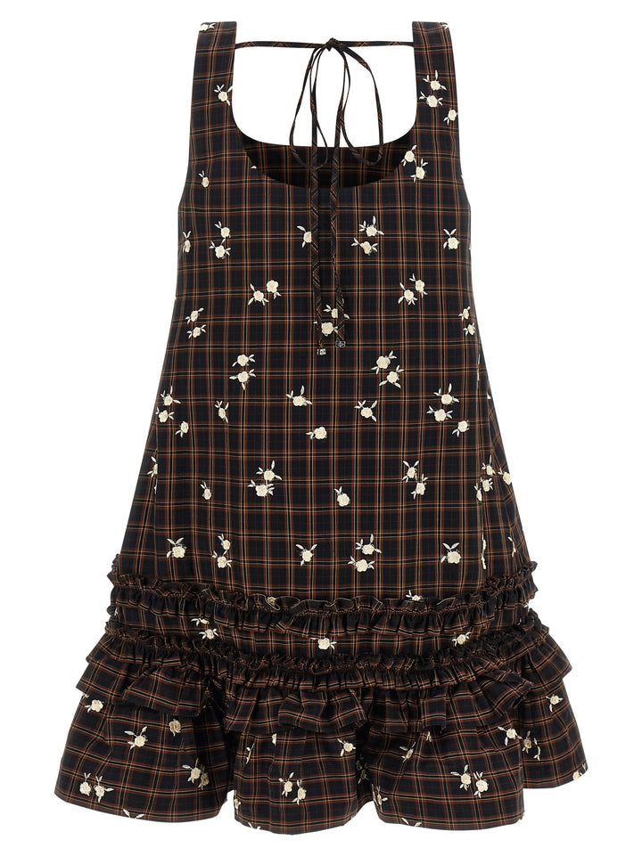 Ganni Check Flower Abiti - Marrone | 80f723776e41c3b89a816bd996578bd5316f3224