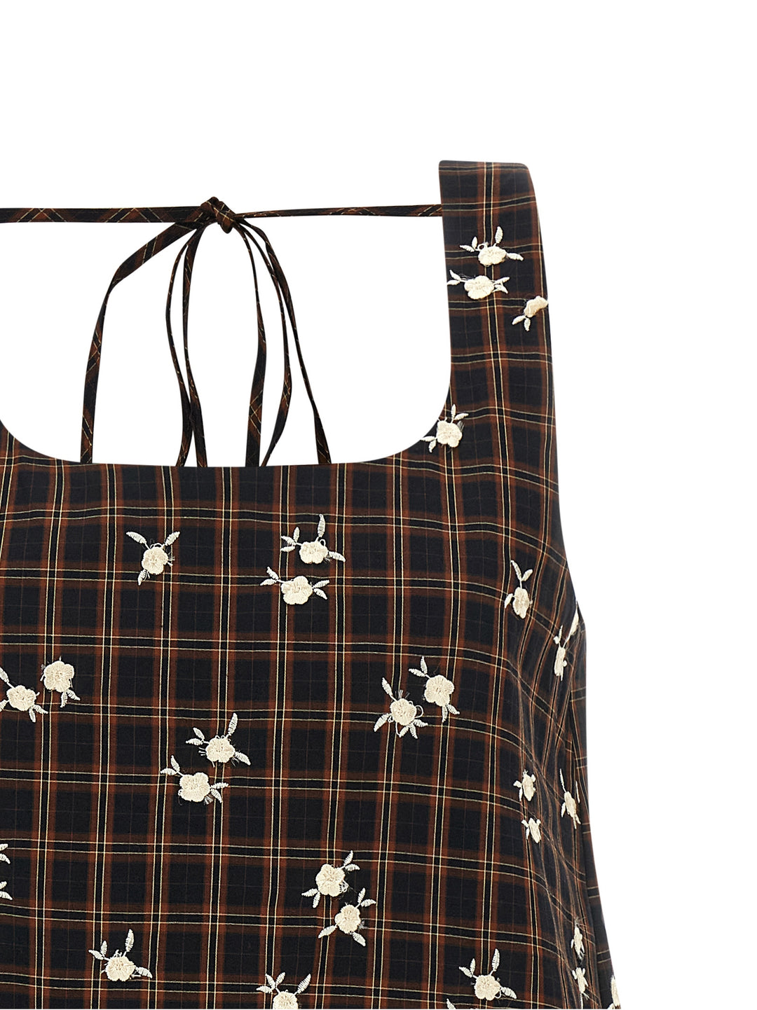 Ganni Check Flower Abiti - Marrone | f3f86e63617953b342e7ca8ff3f2039816a31a1c