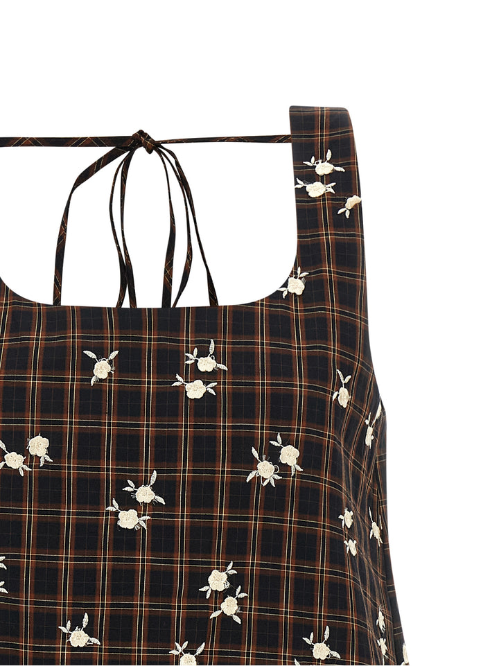 Ganni Check Flower Abiti - Marrone | f3f86e63617953b342e7ca8ff3f2039816a31a1c