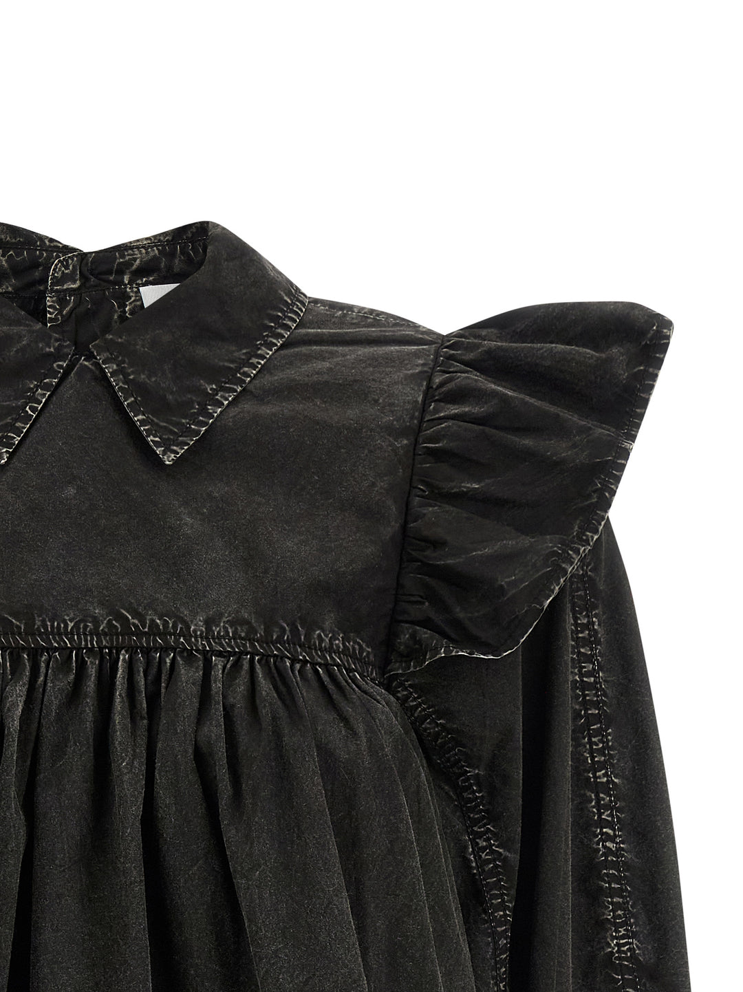 Ganni Black Washed Frill Camicie - Nero | ba01f19efbc0dfb7e49e1b093de67b6b56479a75