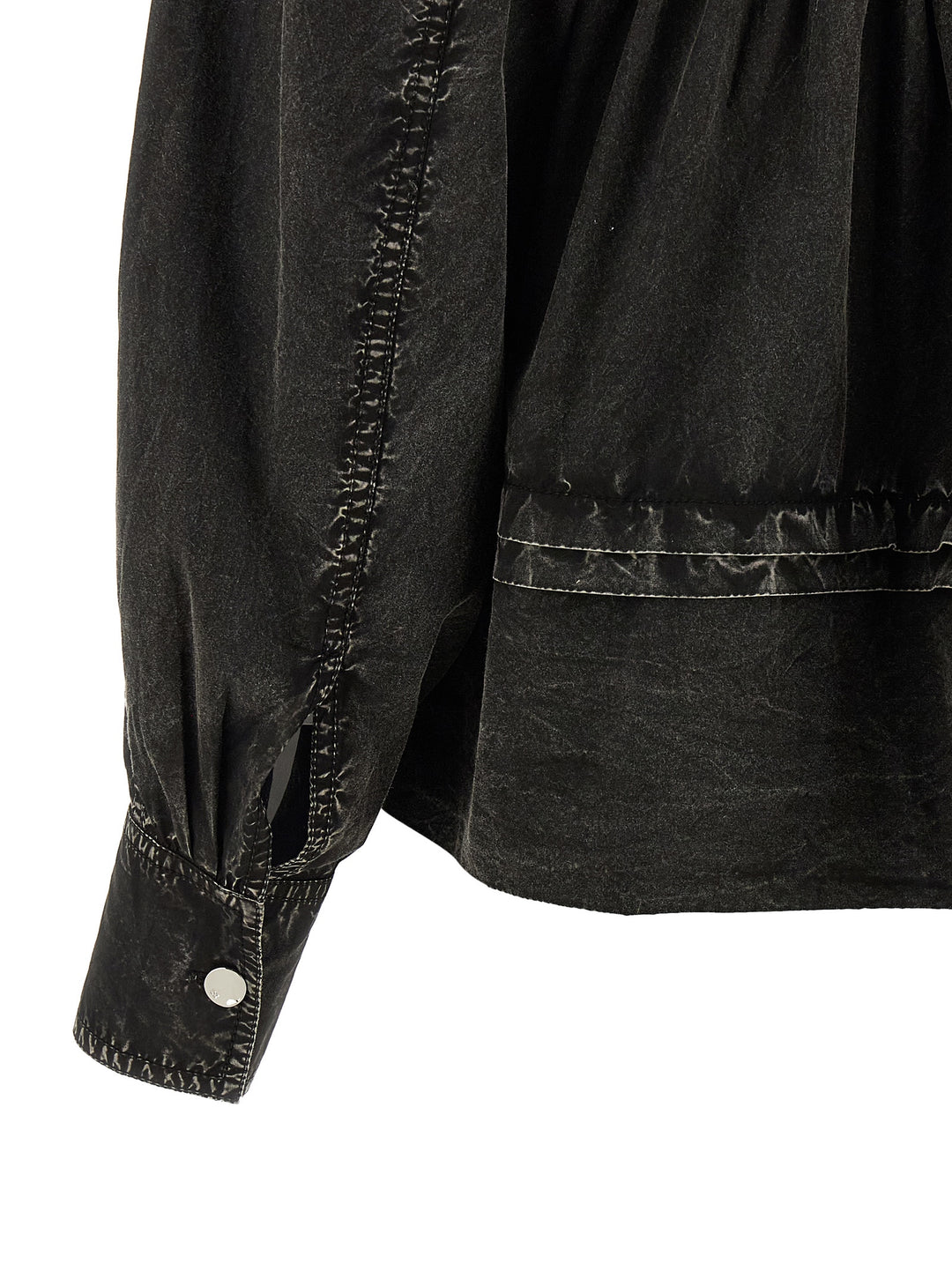 Ganni Black Washed Frill Camicie - Nero | 5343e2d825eff269c67fabb404bcb5545f800b41