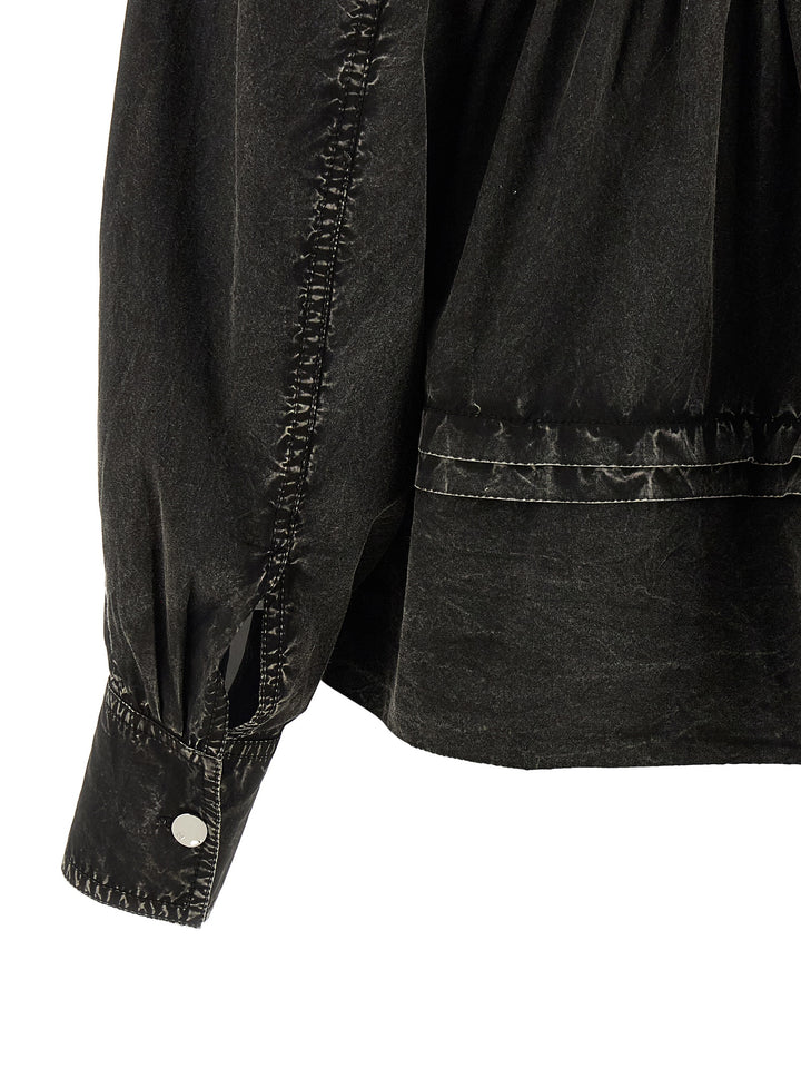 Ganni Black Washed Frill Camicie - Nero | 5343e2d825eff269c67fabb404bcb5545f800b41