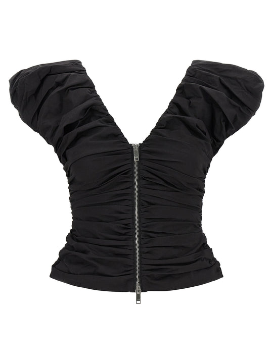 Black Ruched Top Nero