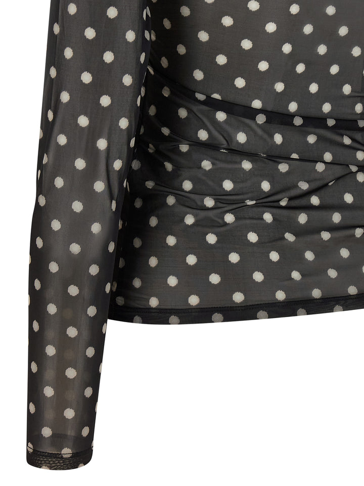 Ganni Printed Sheer T shirt - Nero | 4e9af565dc408f7611f8f9cb9901500ad6ec4c19