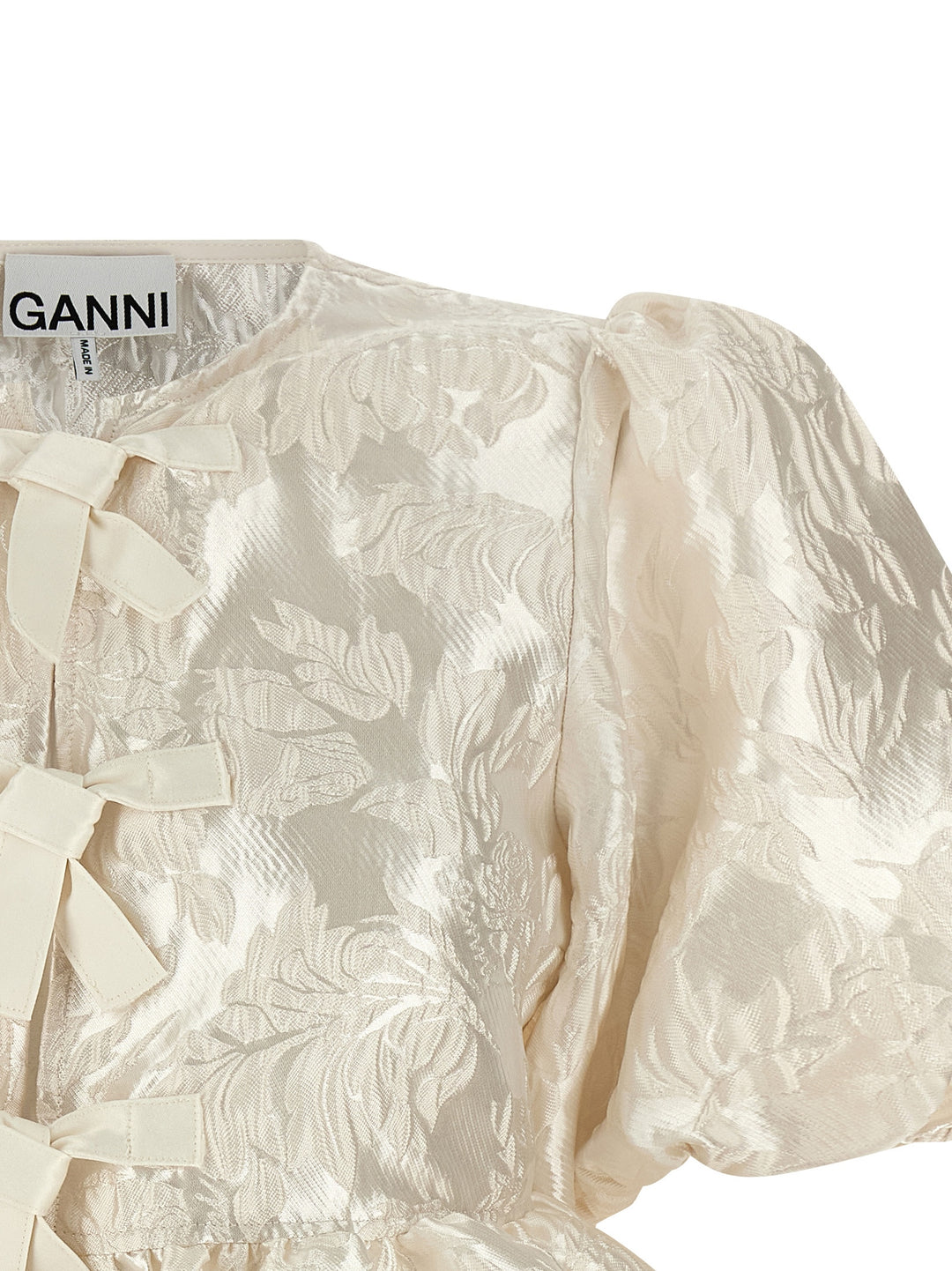 Ganni Satin Peplum Camicie - Bianco | 356d550f8d414c6e0025f025c6aec023c82b61c9