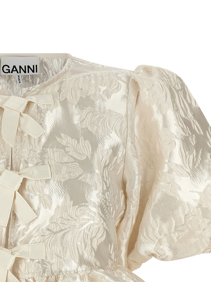 Ganni Satin Peplum Camicie - Bianco | 356d550f8d414c6e0025f025c6aec023c82b61c9