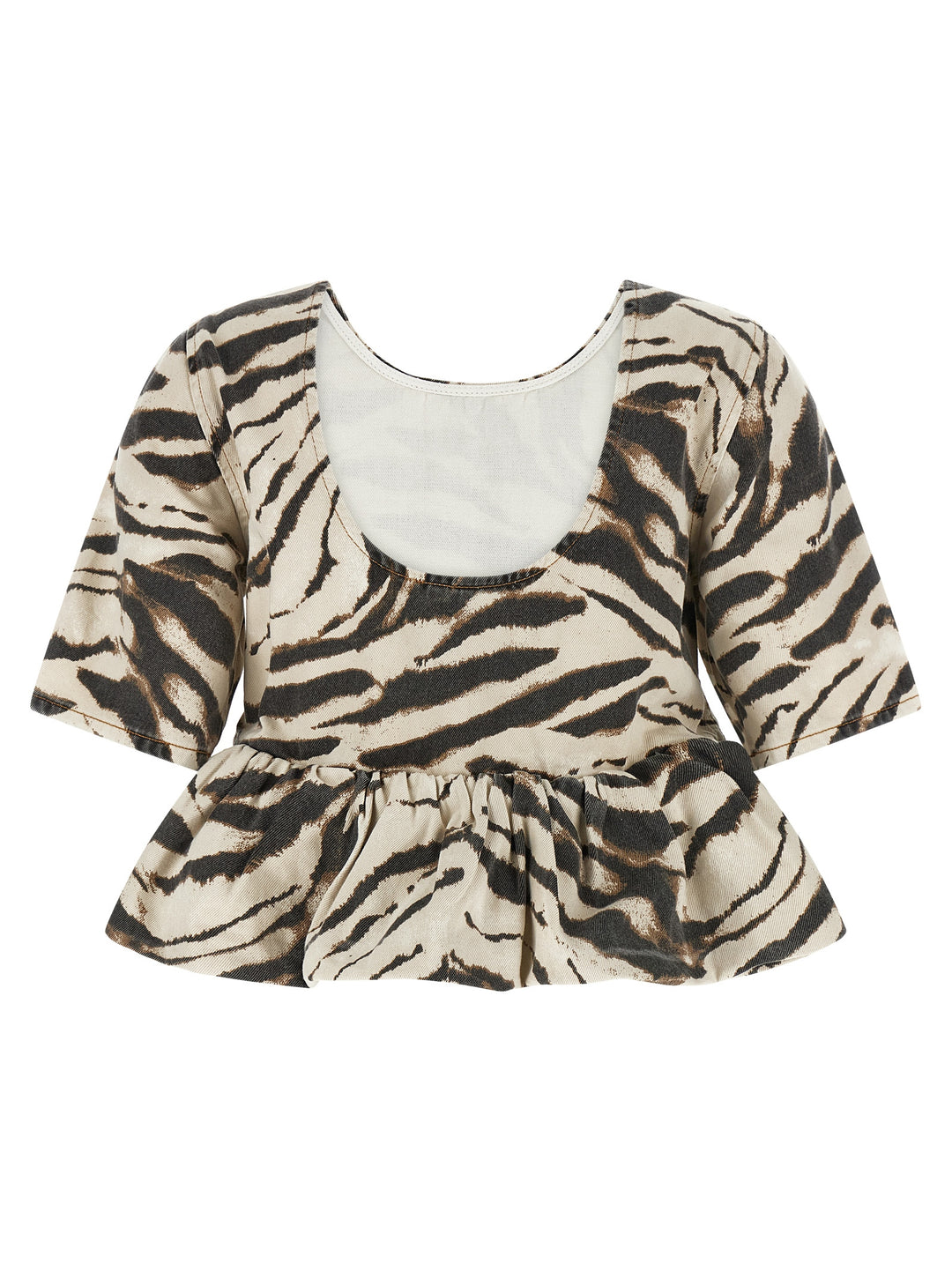 Ganni Zebra Denim Top - Multicolor | 18e32dab7f9db515854e21e8f1add810249a55e5