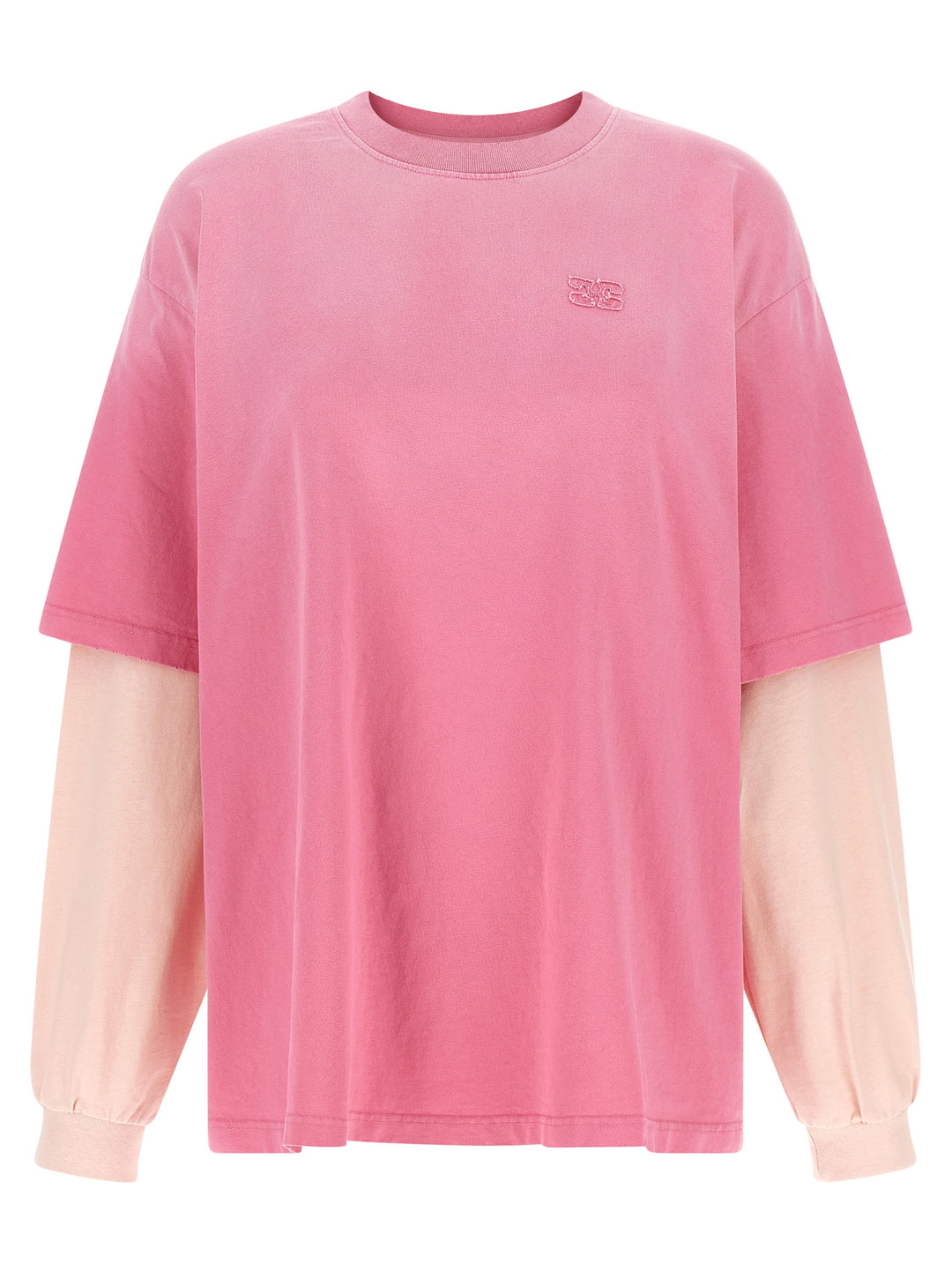 Ganni Double Layer Sleeve T shirt - Rosa | a77bbe0a99ba80acca1889657acdd6a670c4e015