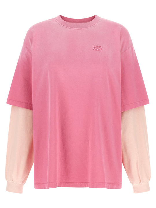 Double Layer Sleeve T Shirt Rosa