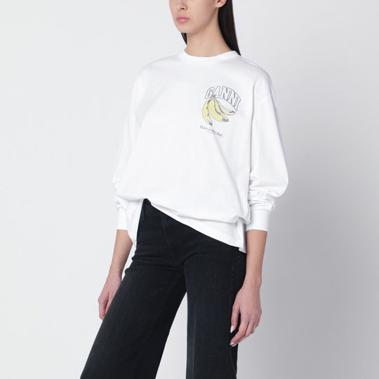 White Knit Top With Logo Print