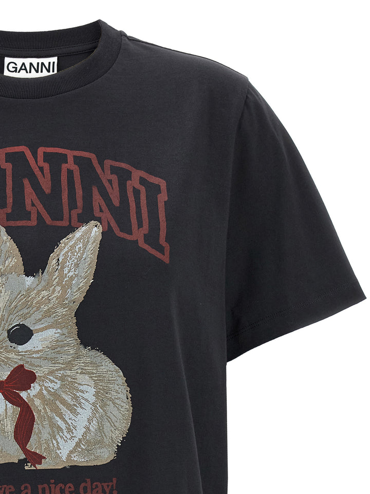 Ganni Printed T shirt - Nero | 7ac99a2519c04325df964521940a99b6809a44c5