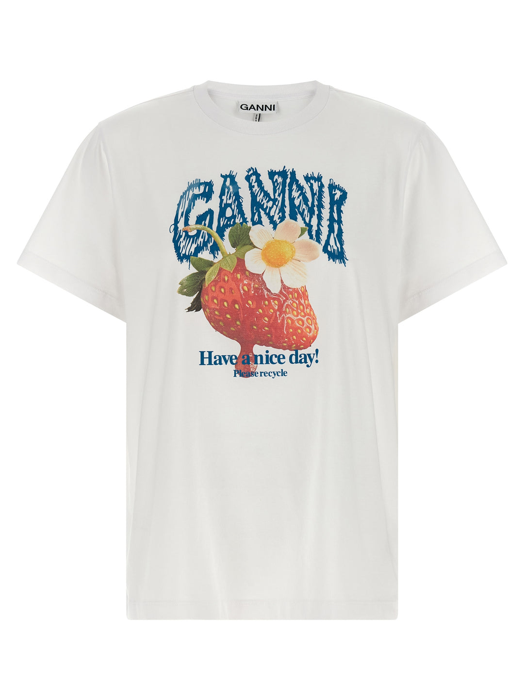 Ganni Strawberry T shirt - Bianco | d3224b1ca4635c54e8b67da3c178cf76809efc2d