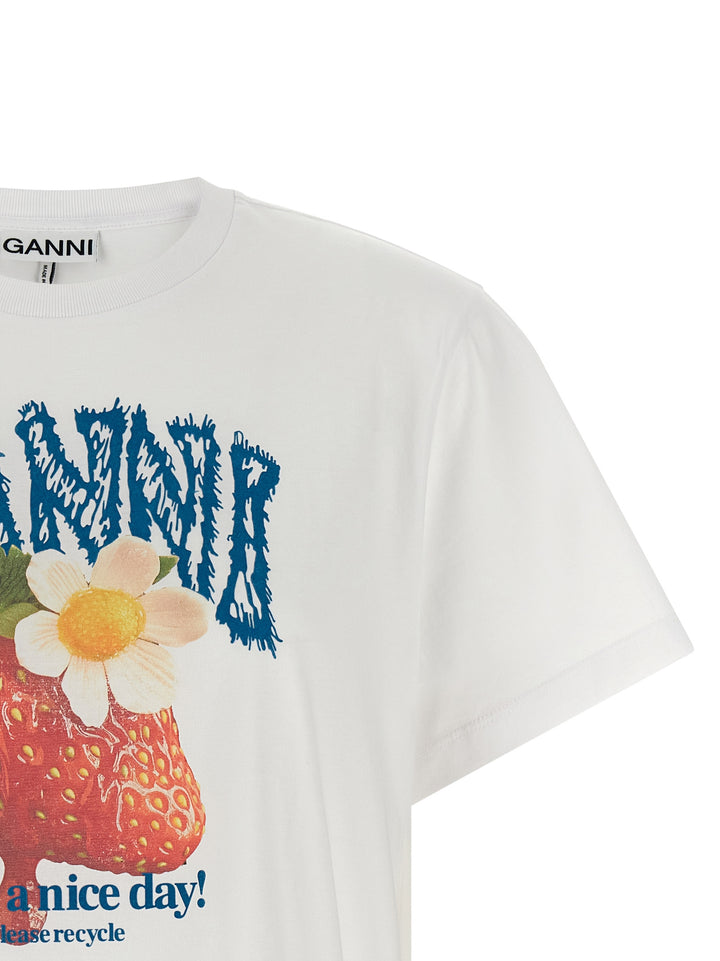 Ganni Strawberry T shirt - Bianco | 1f9b2d85f9fbb4be9f19605ca00ef9c9142d126f