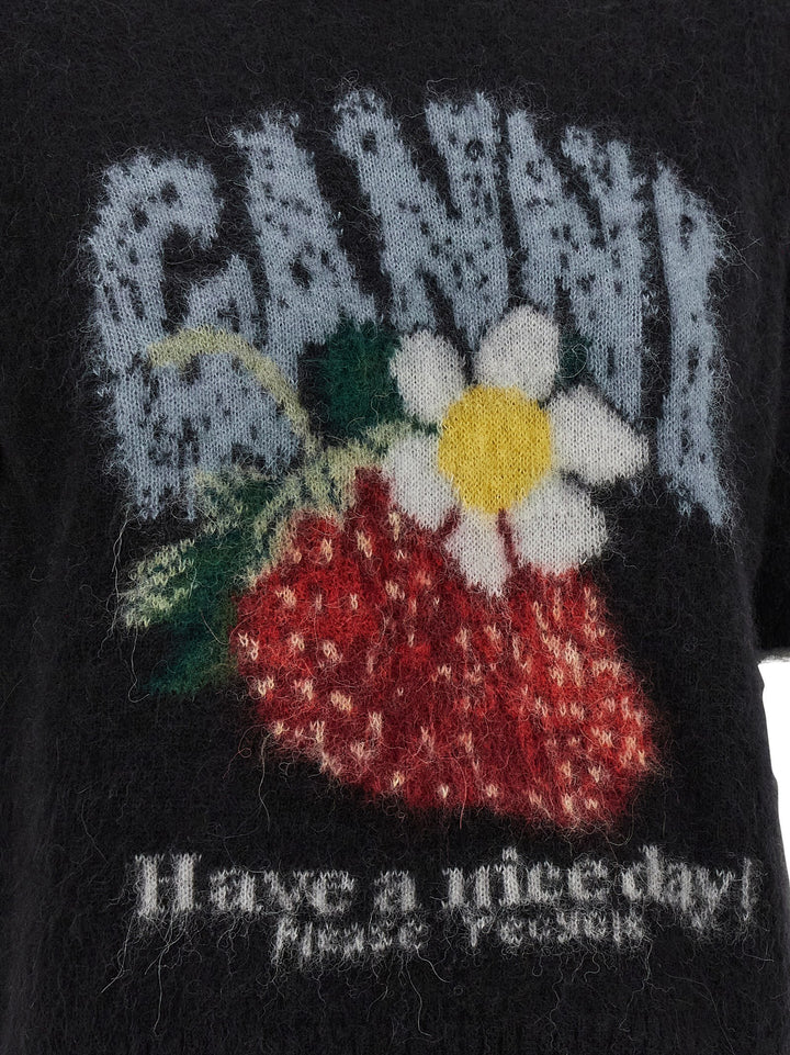 Ganni Strawberry Maglioni - Nero | 0559ce7efabb5eb035d1c868bd36142f3d6aebb2