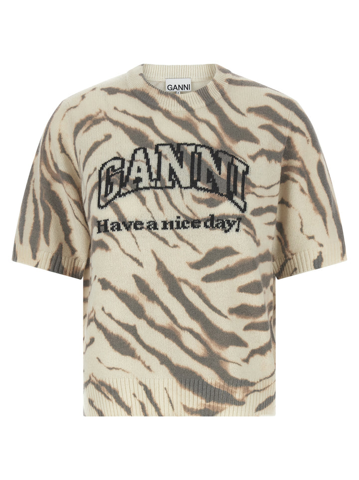 Ganni Logo Intarsia Sweater Maglioni - Multicolor | 874da5fa6147717225083a6ab907b96cf71f1bc4