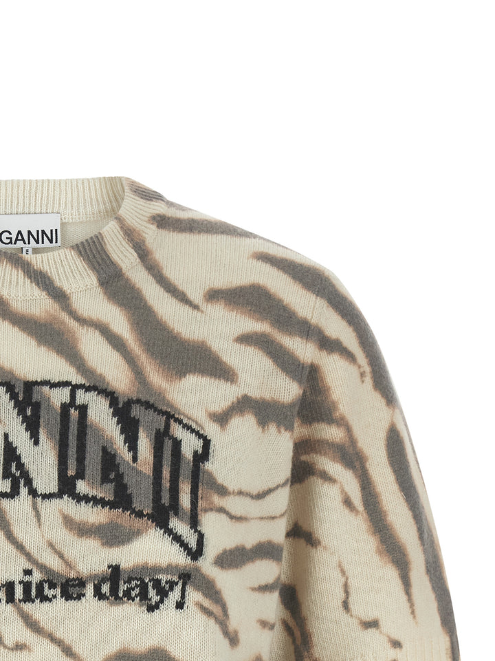 Ganni Logo Intarsia Sweater Maglioni - Multicolor | f3e61fe5e996e88a484b288aac56bf45a106c10a