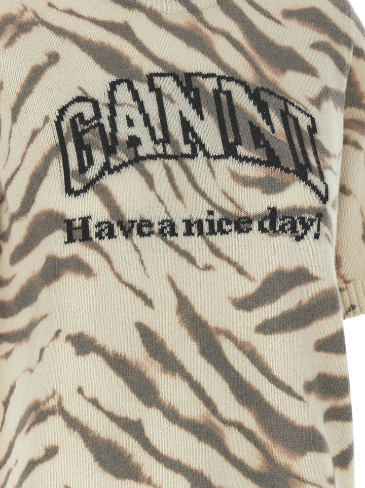 Ganni Logo Intarsia Sweater Maglioni - Multicolor | c48c6a456aa6e91c75b1768a51a2b92943fea715