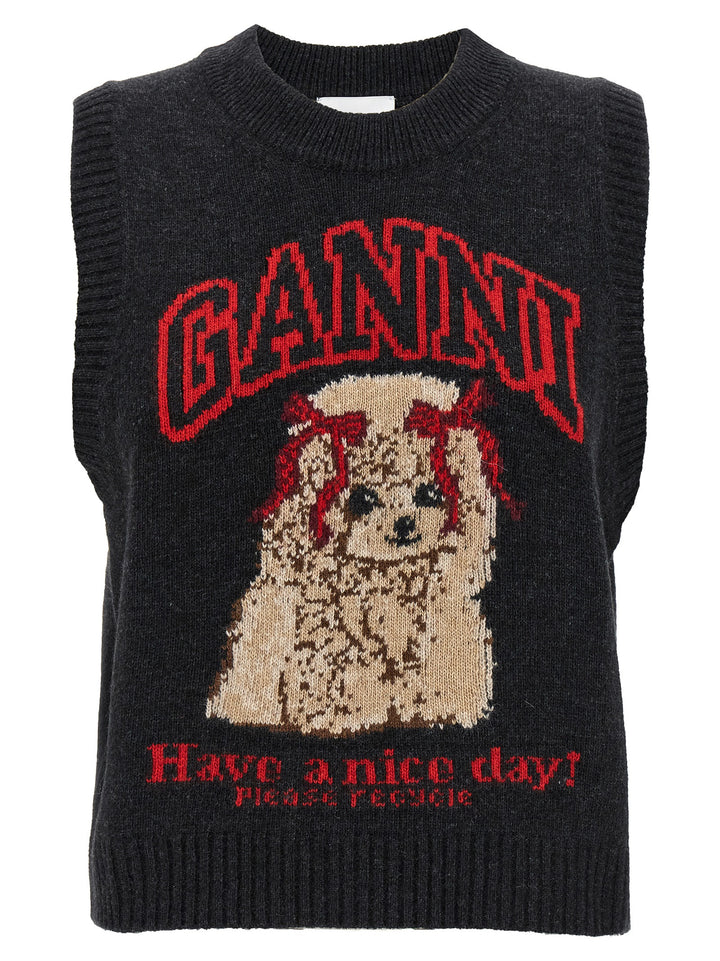 Ganni Dog Gilet - Nero | 722f587f2cf9f8471ed221d42506f690adc27d02