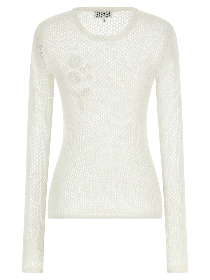 Ganni Pointelle Cotton Sweater Maglioni - Bianco | 1e91f22a0927b2eb562f873b8d6a3b9137d022fe