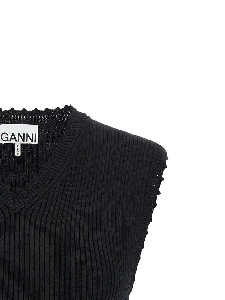 Ganni Cotton Crochet Gilet - Nero | ab3187bd97646d985ef78b72e0e43ec4716a323d