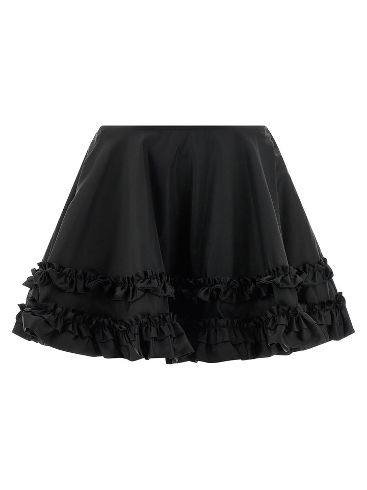 Ganni Duchesse Nylon Mini Frill Gonne - Nero | 7e8bf8ac03a22ac05d068c150d865c78126494ec