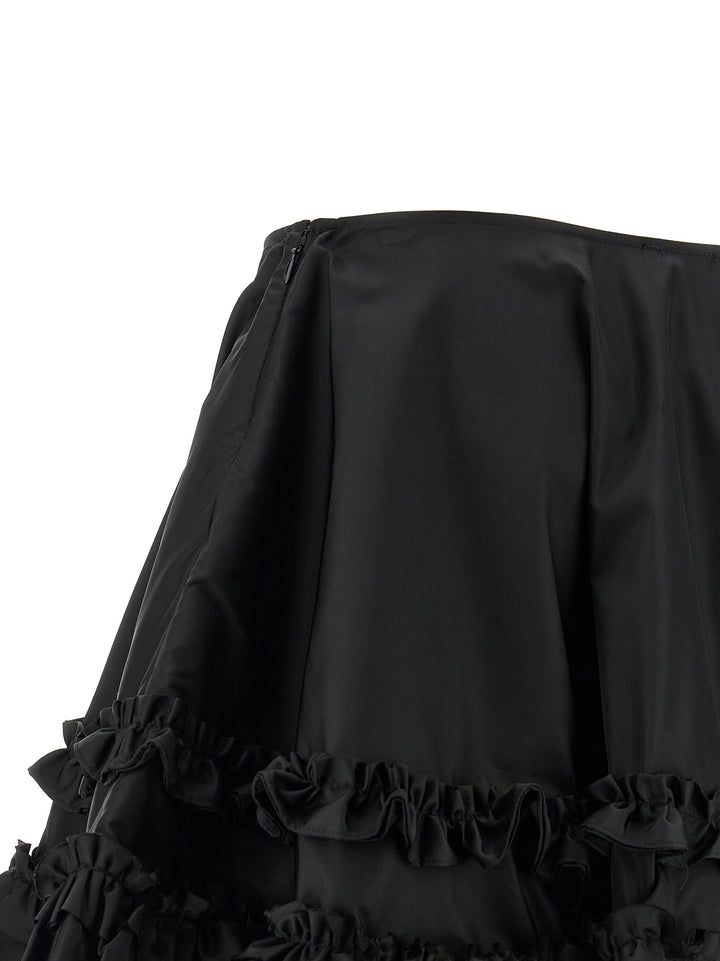 Ganni Duchesse Nylon Mini Frill Gonne - Nero | ccb79212988a18bb86e09c2482429feaf21e2b4b