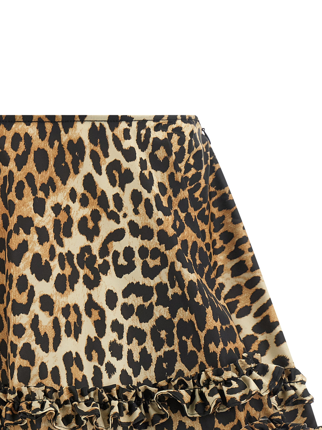 Ganni Leopard Duchesse Nylon Mini Frill Gonne - Marrone | d809f05b6c4e708834166266e37d3268d01c763f