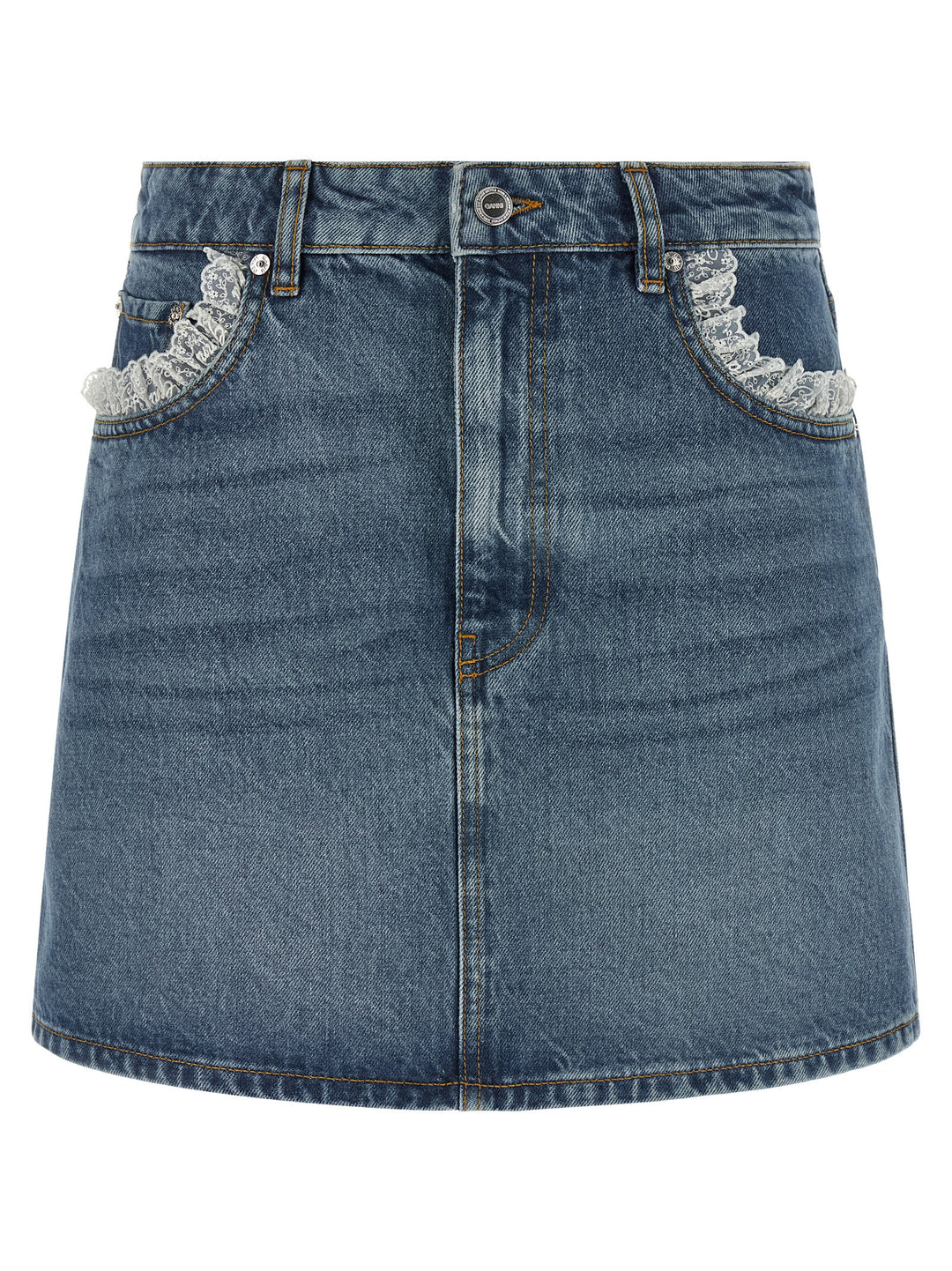 Ganni Denim And Lace Skirt Gonne - Blu | e6e2fcabcb8f191889c502684b217e47e892e21e