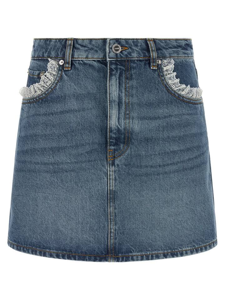 Ganni Denim And Lace Skirt Gonne - Blu | e6e2fcabcb8f191889c502684b217e47e892e21e