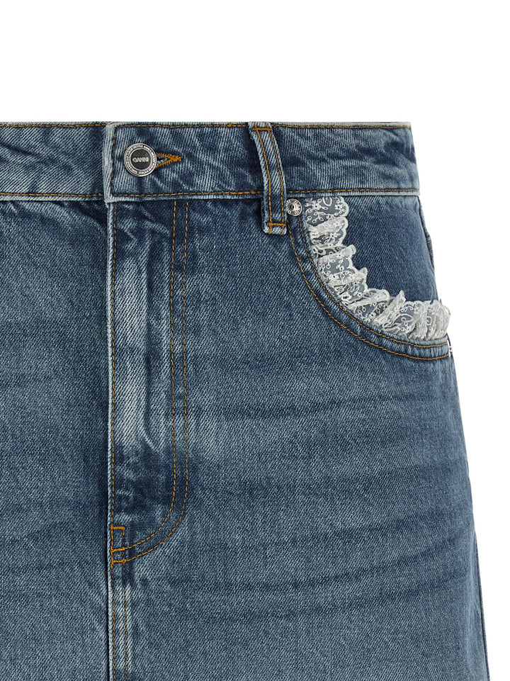 Ganni Denim And Lace Skirt Gonne - Blu | cc2f2d3171b2f8bc5fca5114d26342dfef33d456