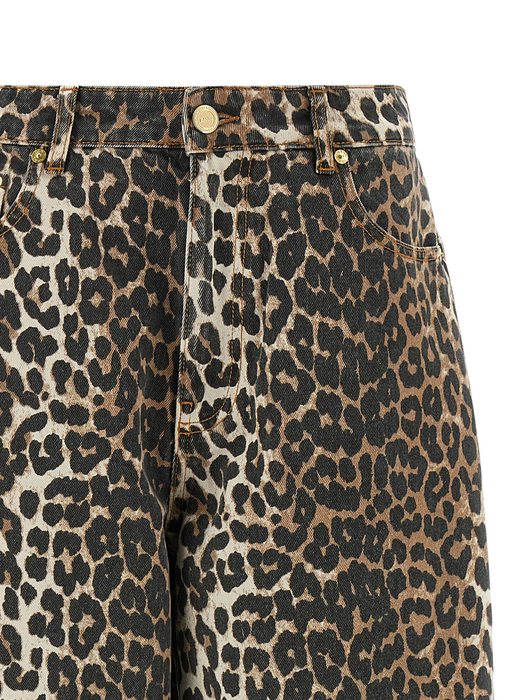 Ganni Leopard Printed Stary Jeans - Marrone | 882ea3204c76b6cc25517cc0093198d75fc4af62