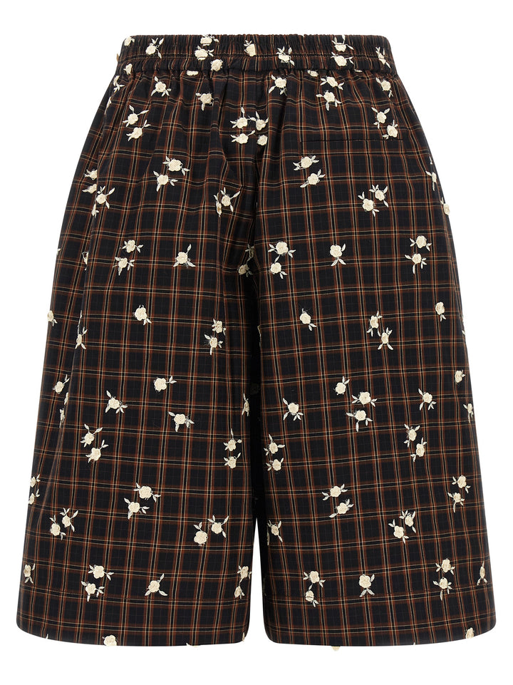 Ganni Check Flower Bermuda e Short - Marrone | 8c56f67baea646d0dd504fa6ca8291a920a19034