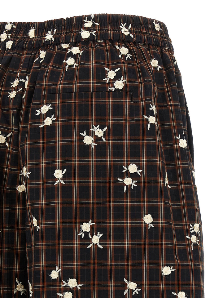 Ganni Check Flower Bermuda e Short - Marrone | e6dbf16df074f749e1d7b2e2df6c590081ba0d55