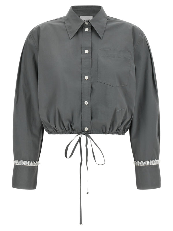 Cropped Shirt With Lace Camicie Grigio