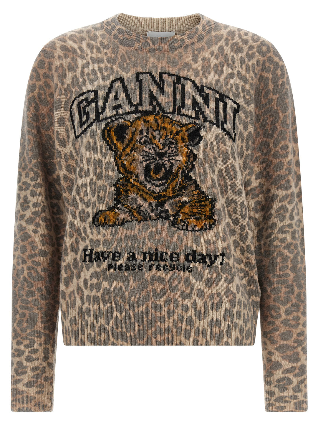 Ganni Tiger Felpe - Beige | 0c92a20f1f77a804a400f61625965217893f4fe4