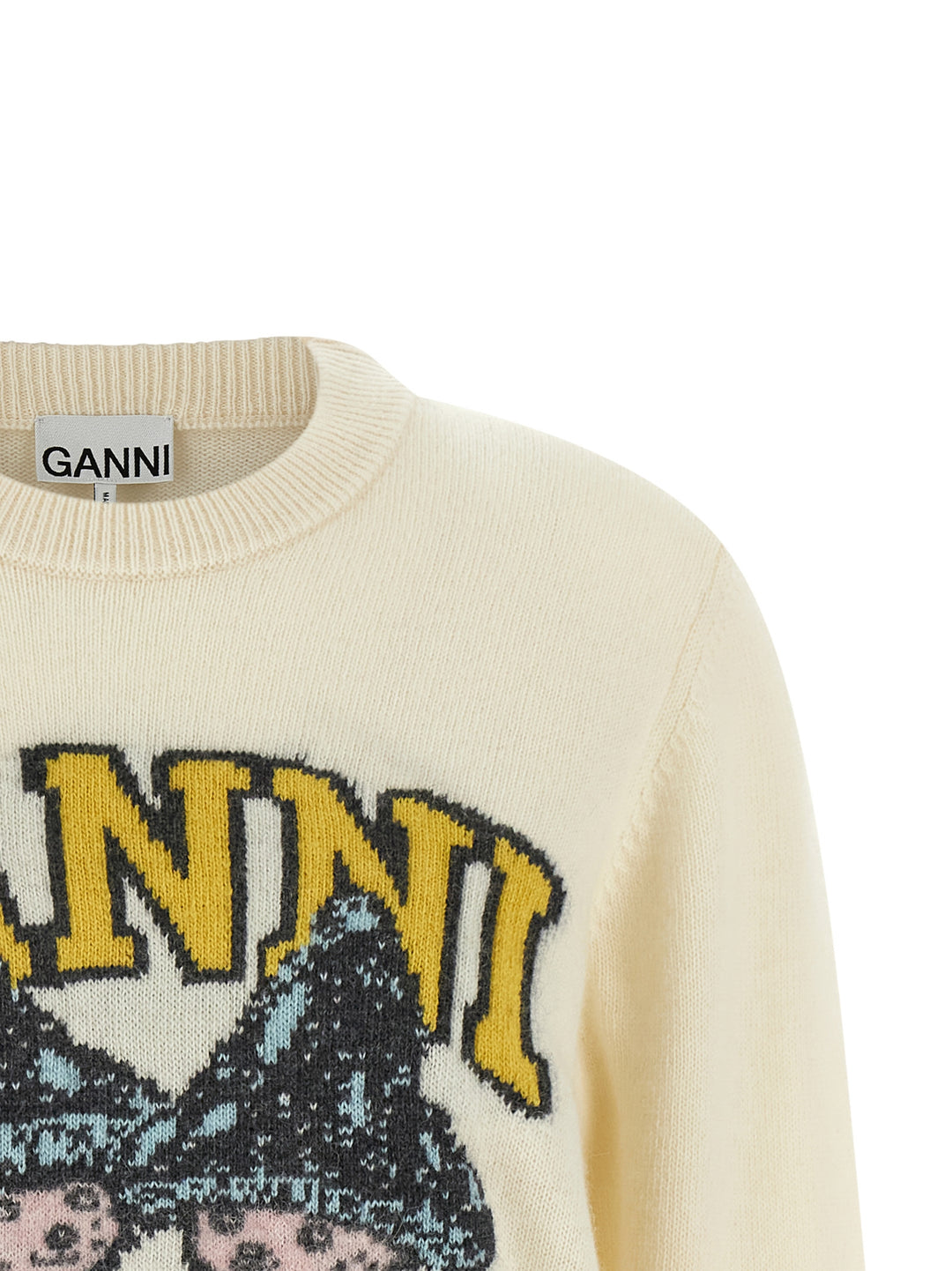 Ganni Sweater With Intarsia Felpe - Bianco | 0acd9970b5fb9029d9243e61c77976963098c98e