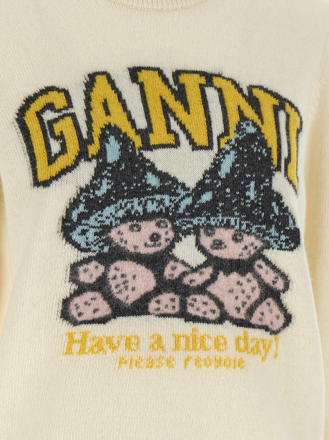 Ganni Sweater With Intarsia Felpe - Bianco | bfab87995c62e69ca51bb3411dafdacef31f3b09