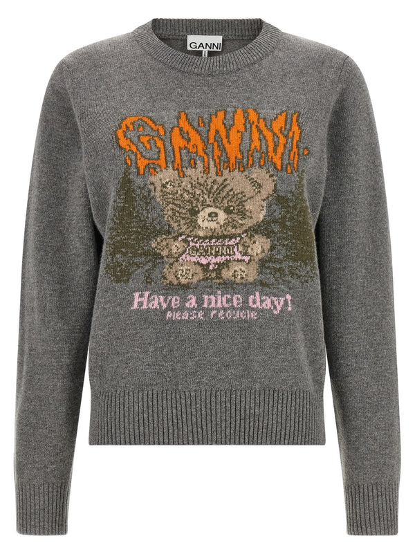 Sweater With Front Intarsia Felpe Grigio