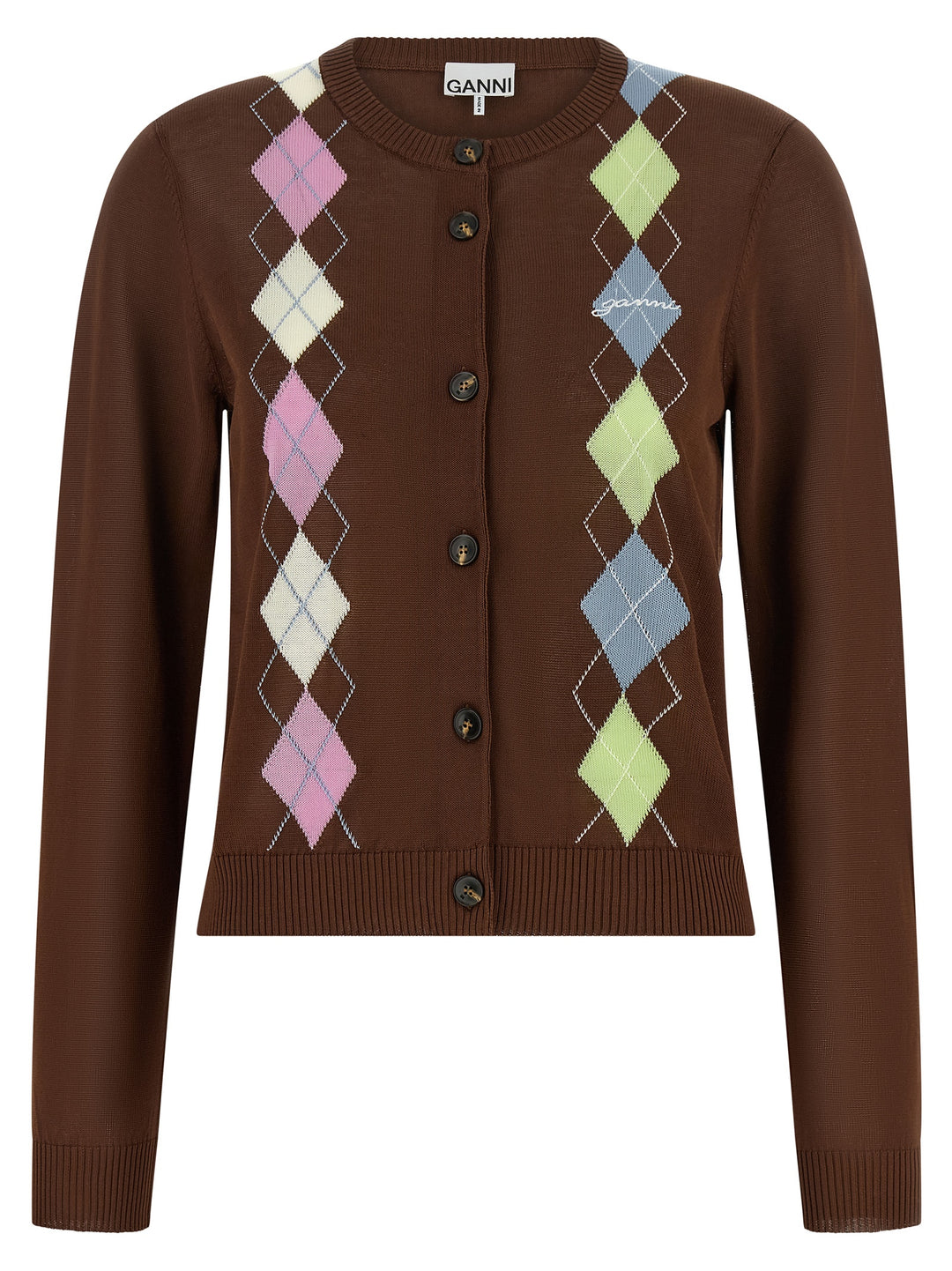Ganni Argyle Maglioni - Marrone | 69f2b7b74e70f39efaef438b6df56f976639d146