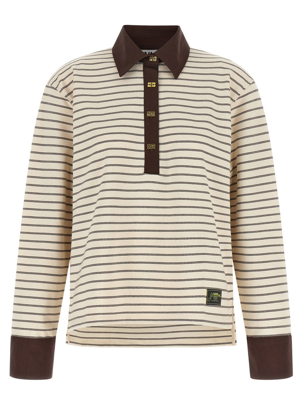 Striped Cotton Polo Shirt Maglioni Marrone