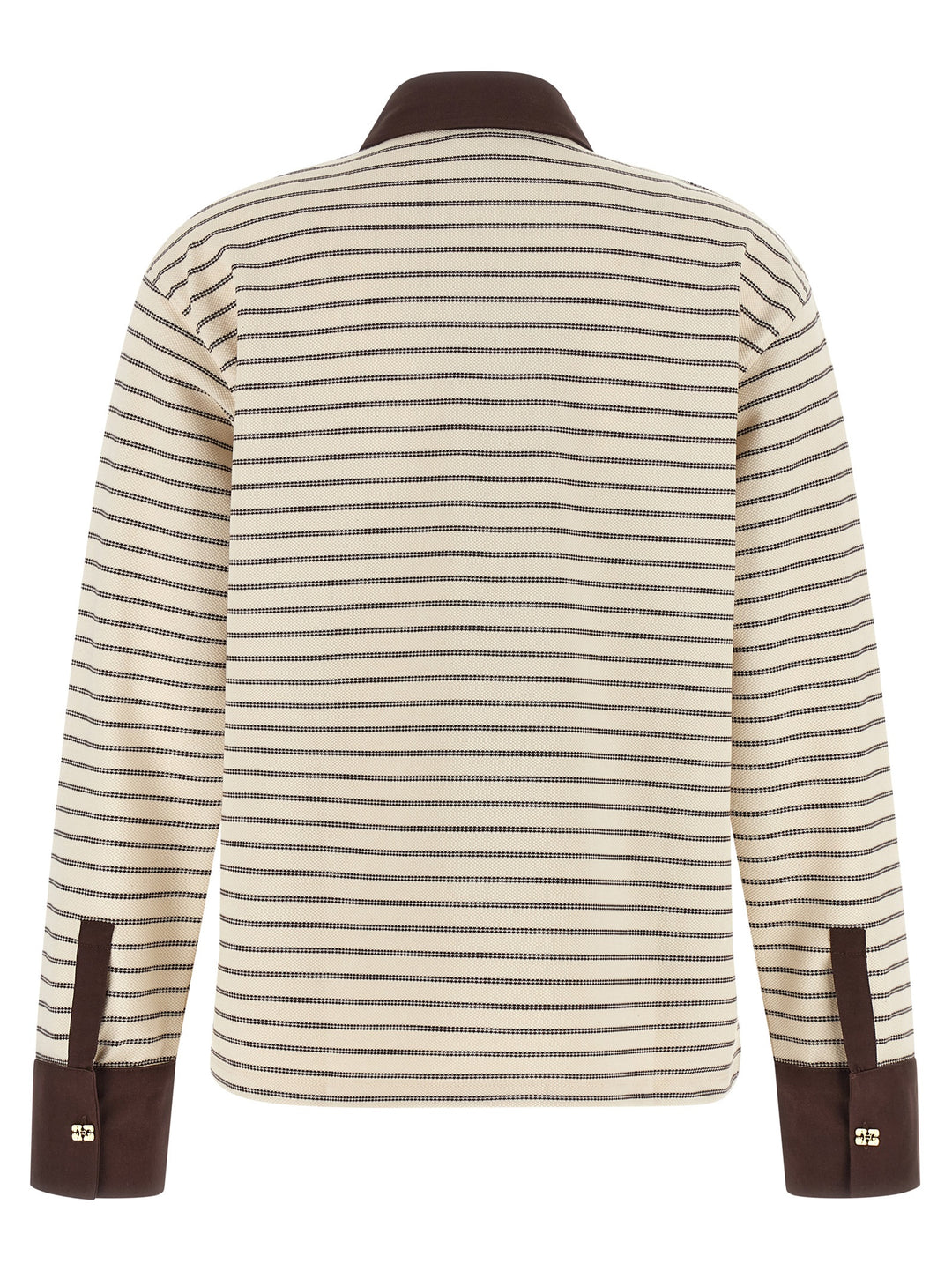 Ganni Striped Cotton Polo Shirt Maglioni - Marrone | 2c78dd9afd2f7d9484909aa1eea9c9fccd278541