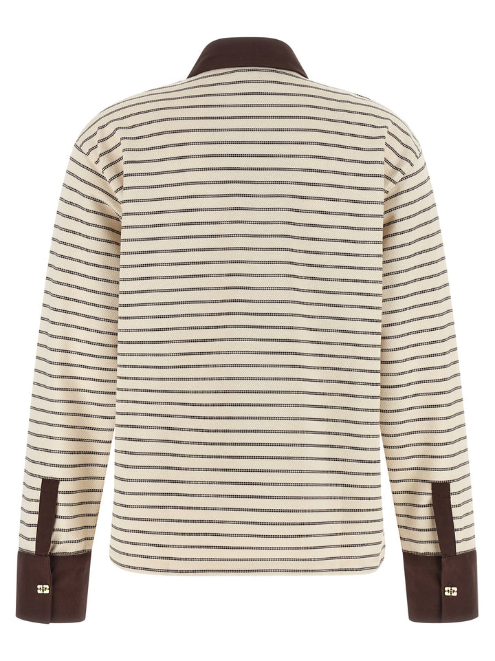 Ganni Striped Cotton Polo Shirt Maglioni - Marrone | 2c78dd9afd2f7d9484909aa1eea9c9fccd278541